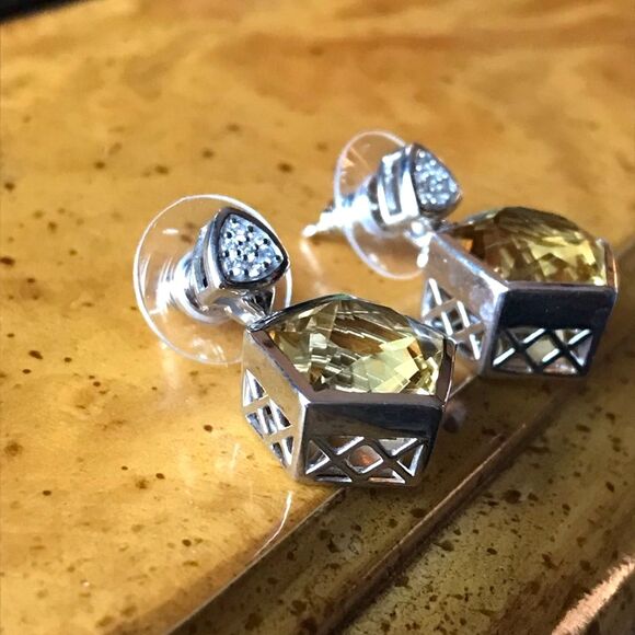 Brazilian Citrine Sterling Silver Dangle Earrings - Picture 3 of 7